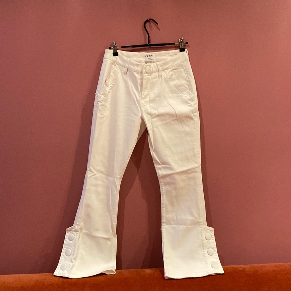 Frame Le Crop Mini Boot White Jeans